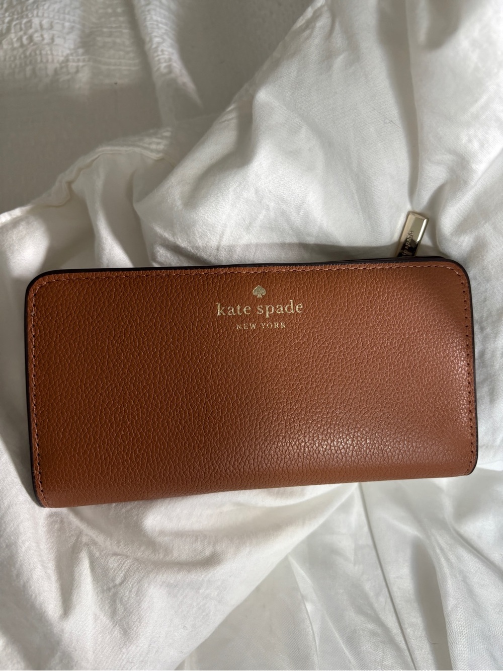 kate spade bailey slim bifold wallet gingerbread pebbled leather NWOT